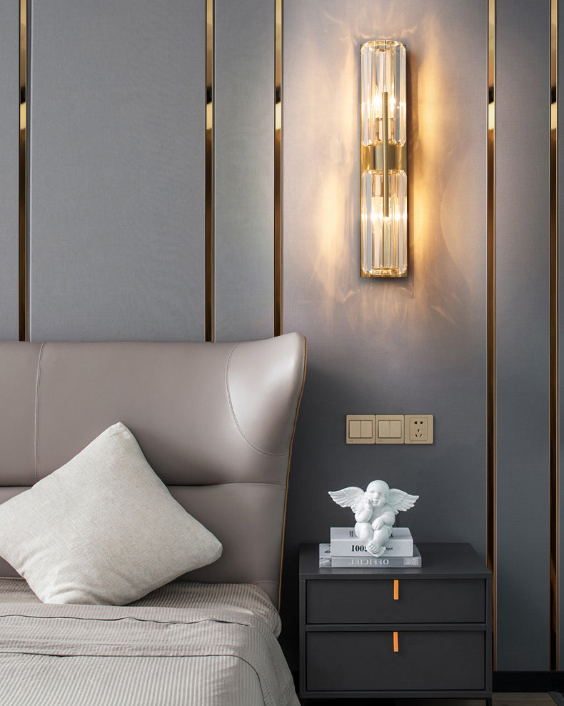 WOMO Crystal Prism Hurricane Double Wall Sconce-WM6132
