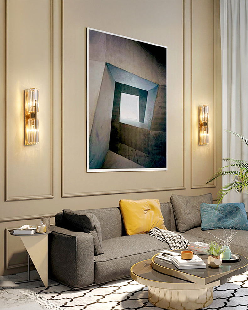 WOMO Crystal Prism Hurricane Double Wall Sconce-WM6132