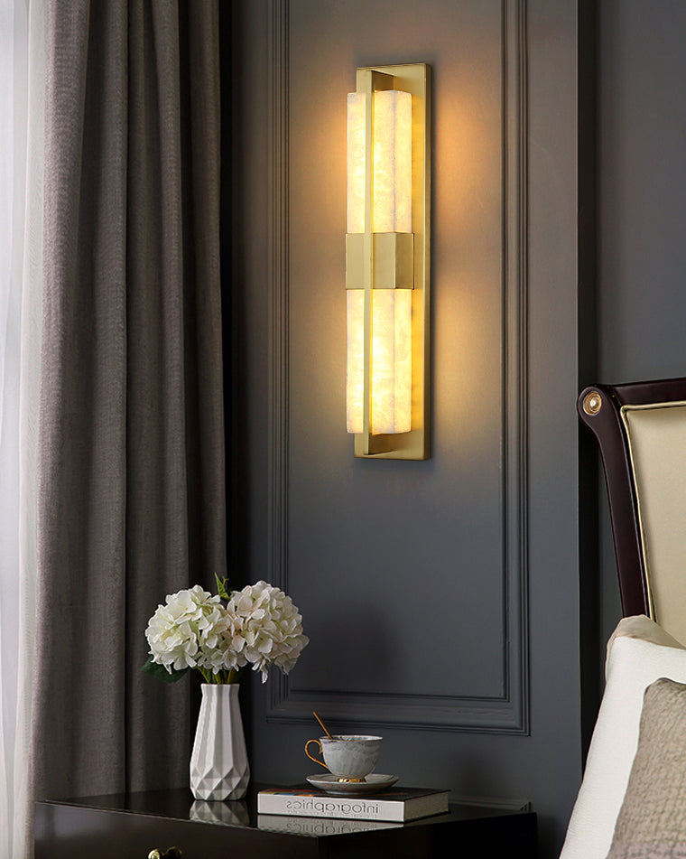 WOMO Art Deco Alabaster Rectangular Wall Sconce-WM6148