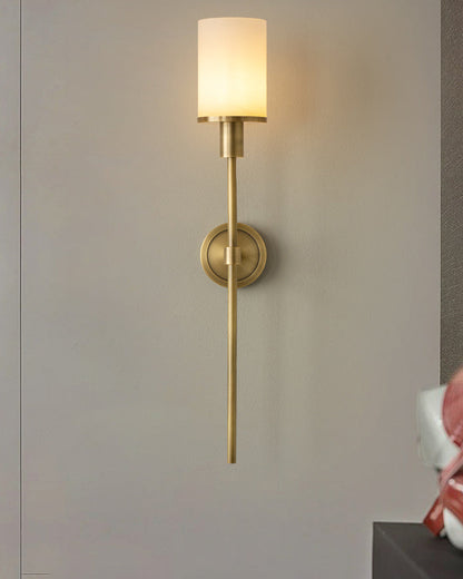 WOMO Alabaster Pillar Candle Wall Sconce-WM6154