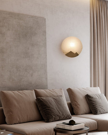 WOMO Art Deco Disc Alabaster Wall Sconce-WM6156