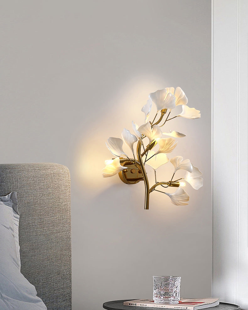WOMO Ceramic Ginkgo Vine Wall Sconce -WM6161