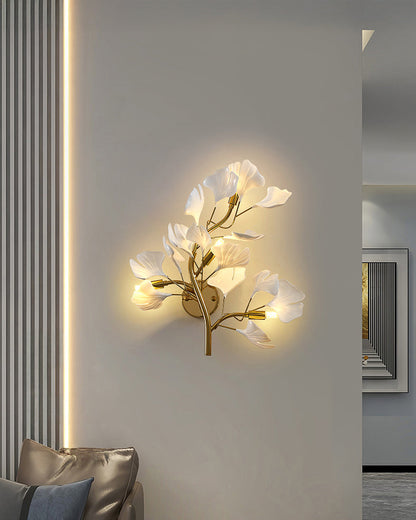 WOMO Ceramic Ginkgo Vine Wall Sconce -WM6161