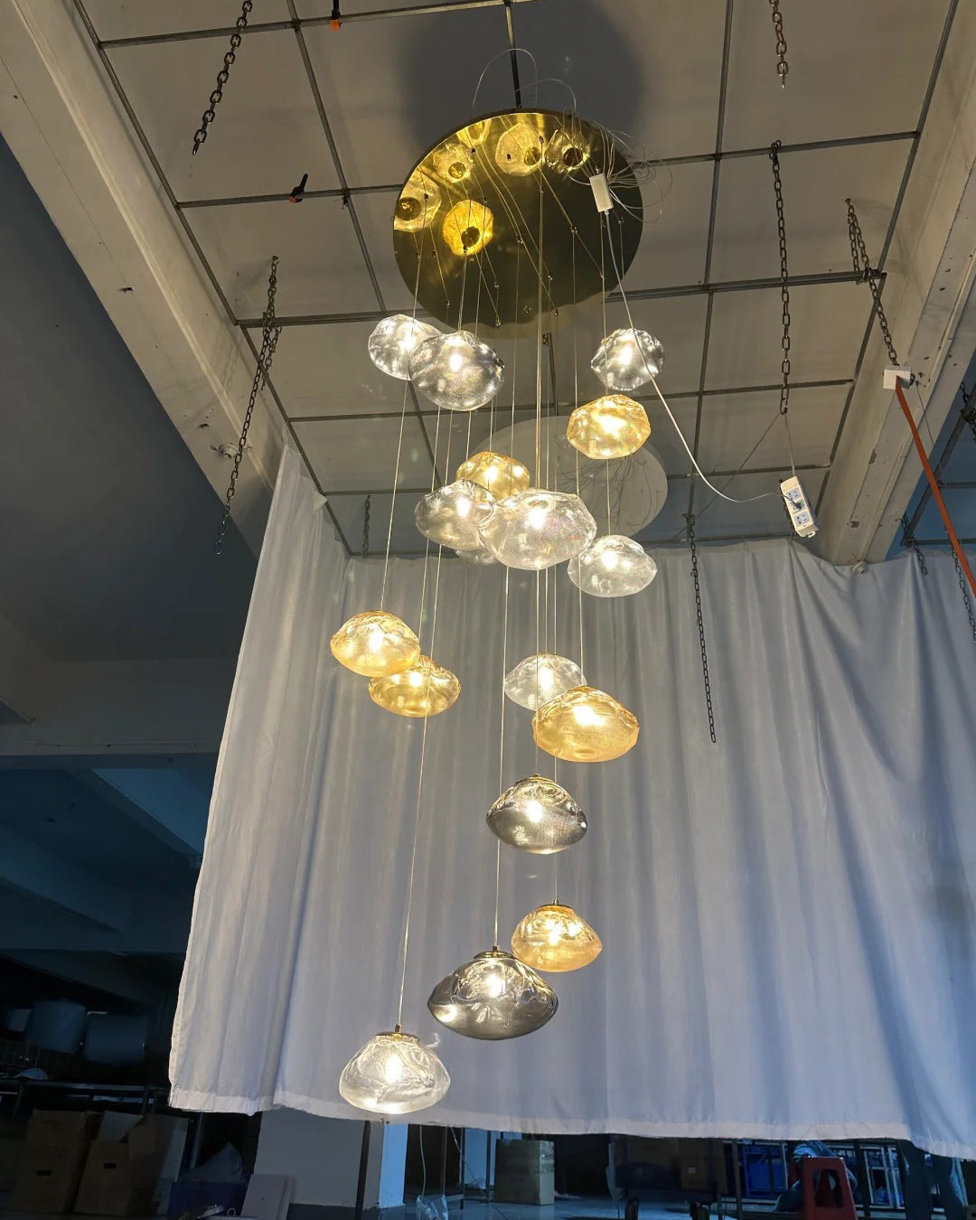 WOMO Cascading Blown Glass Pendant Chandelier-WM2101b